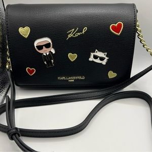 NEW! Karl Lagerfeld Paris Connie Leather Crossbody Shoulder Bag